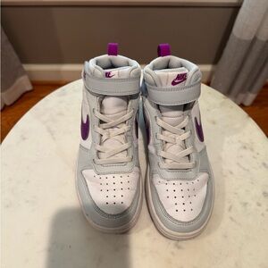 Nike Kids High-Top Sneakers - White and Purple
